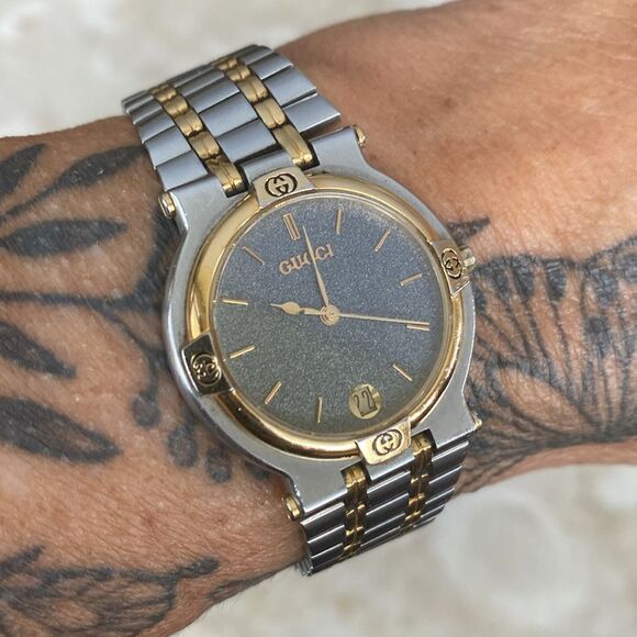 Vintage GUCCI 9000M Gold Plated & Stainless Steel Wristwatch - Unisex - Picture 2 of 16